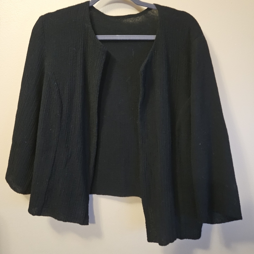 Unbranded Women's Size M Black Open Cardigan Jacket Double Gauze Fabric